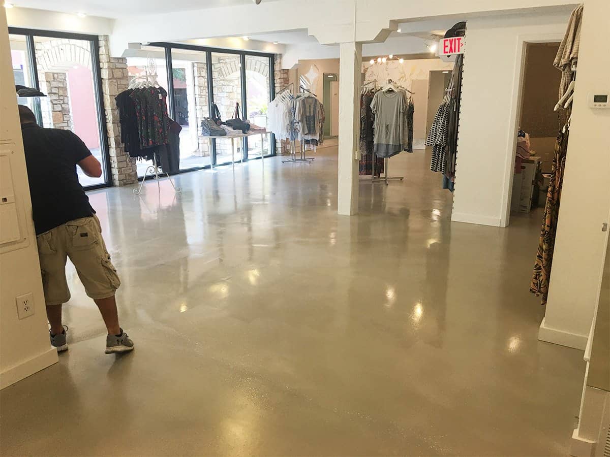 We installed a white epoxy flooring in a fashion shop industry in Fort Worth, Texas