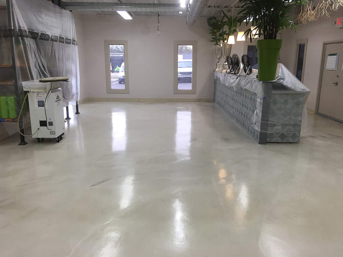 Fully completed epoxy coating for floor in a retail shop